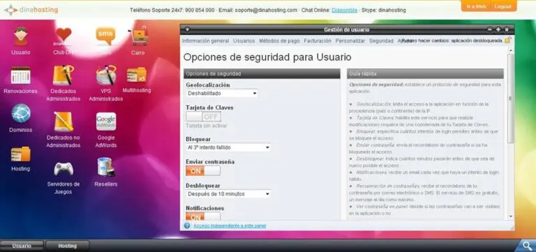 Panel de control para la gestión de servicios integrales de Internet