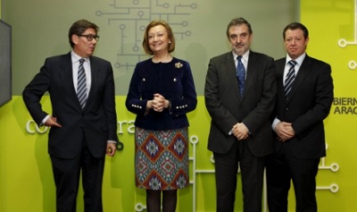 Acto de Presentación con la Presidenta del Gobierno de Aragón, Luisa Fernanda Rudi y el presidente de Telefónica España, Luis Miguel Gilpérez