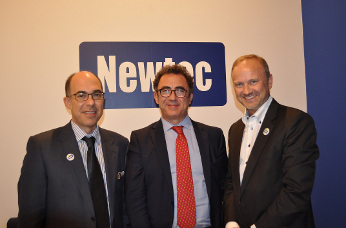 Fernando Andreu, regional sales director de Newtec, Jose Luis Gárate, sales director de Quantis y Serge Van Herck, CEO de Newtec.