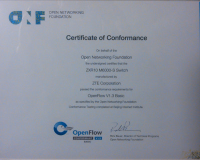 ZTE obtiene la certificación para el estándar OpenFlow v1.3 SDN