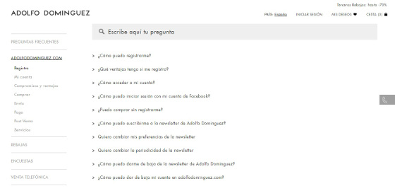 Web de Adolfo Domínguez, mejorada con Inbenta