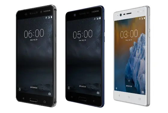 Smartphones Nokia 6, 5 y 3.