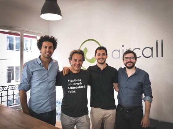 Los fundadores de Aircall, de izquierda a derecha, Jonathan Anguelov, Olivier Pailhes, Xavier Durand y Pierre-Baptiste Béchu