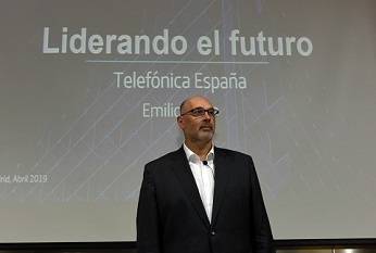 Emilio Gayo, presidente de Telefónica España, durante la presentación de la nueva estrategia.