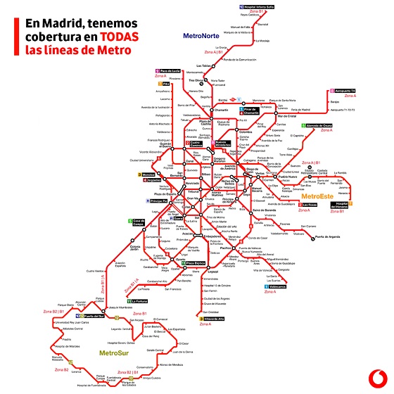 Vodafone cubre de 4G todas las líneas de Metro de Madrid.
