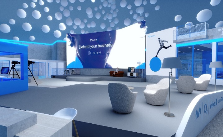 Stand de Telefónica para el MWC 2021 de Barcelona.