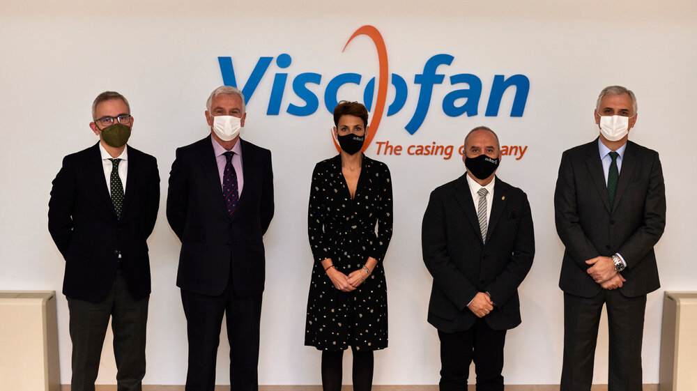Inauguración de la red de 5G en la fábrica de Viscofan en Cáseda (Navarra).