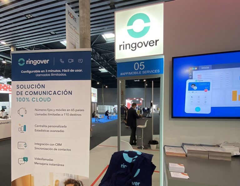 Stand de Ringover en el MWC 22 de Barcelona.