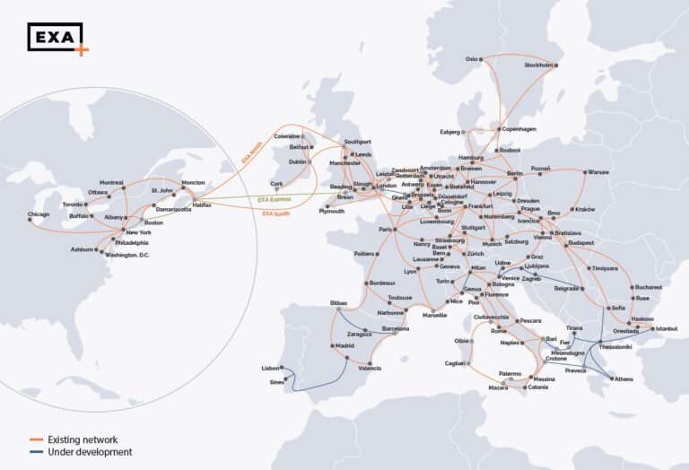 Mapa de inversión en cable de Exa Infrastructure.