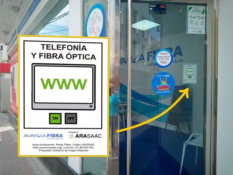 Pictograma en una tienda de Avanza Fibra.
